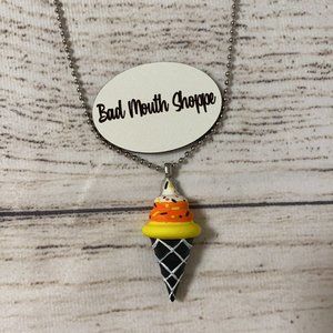 *Spookshow Babe Horror Ice Cream Resin Pendant in Candy Corn